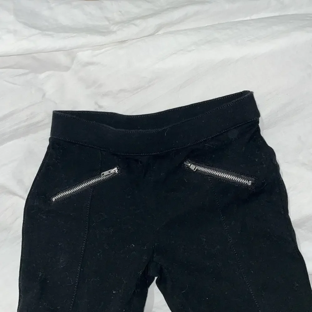 Gymboree 6 black pull on stretch leggings 💯 cotton silver zippered pockets euc
